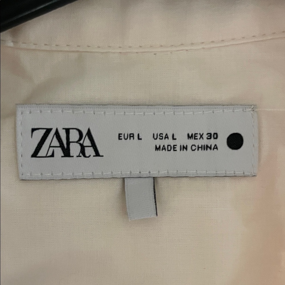 Zara Cream Long sleeve‎ Blouse with Pearl Embroidery | Size L - Picture 9 of 13
